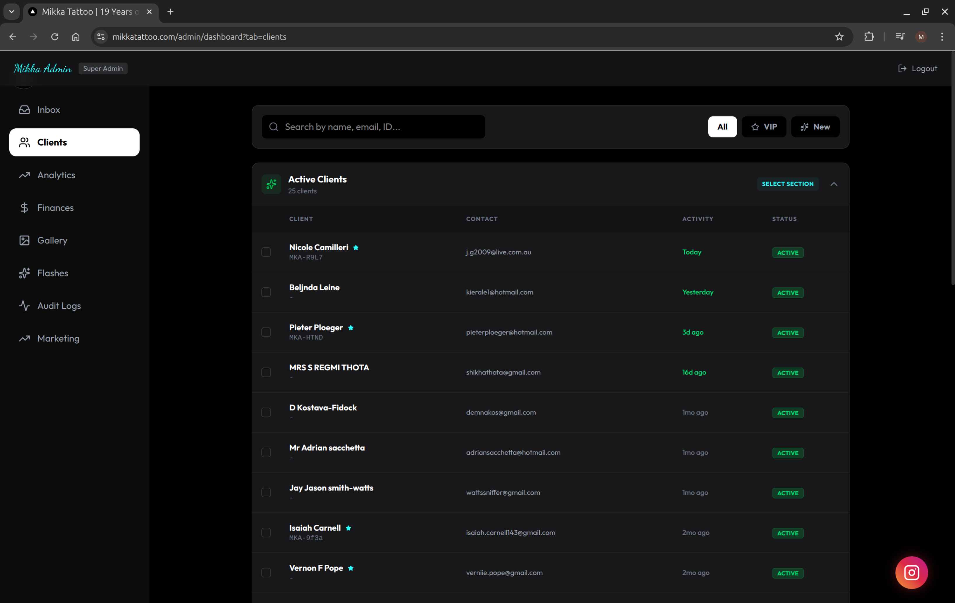 Client CRM Dashboard